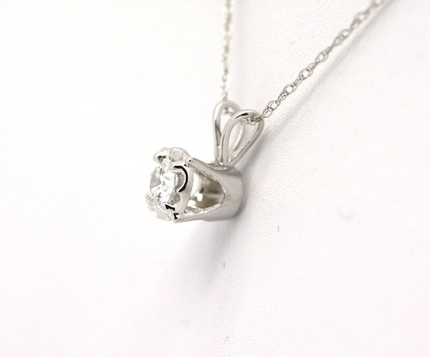 Diamondere Solitaire Gemstone Necklace – 0.30 Carat In 14k White Gold With 16 Inch Sterling Silver Chain