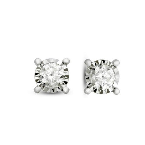 Solitaire Round Diamond Stud Earring - Miracle Setting