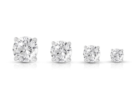 IGI Certified Small Solitaire Round Diamond Stud Earring in White Gold